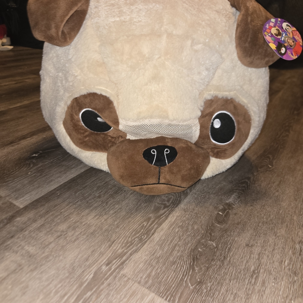 Plush‎ Pug Costume Hood - Cream and Brown